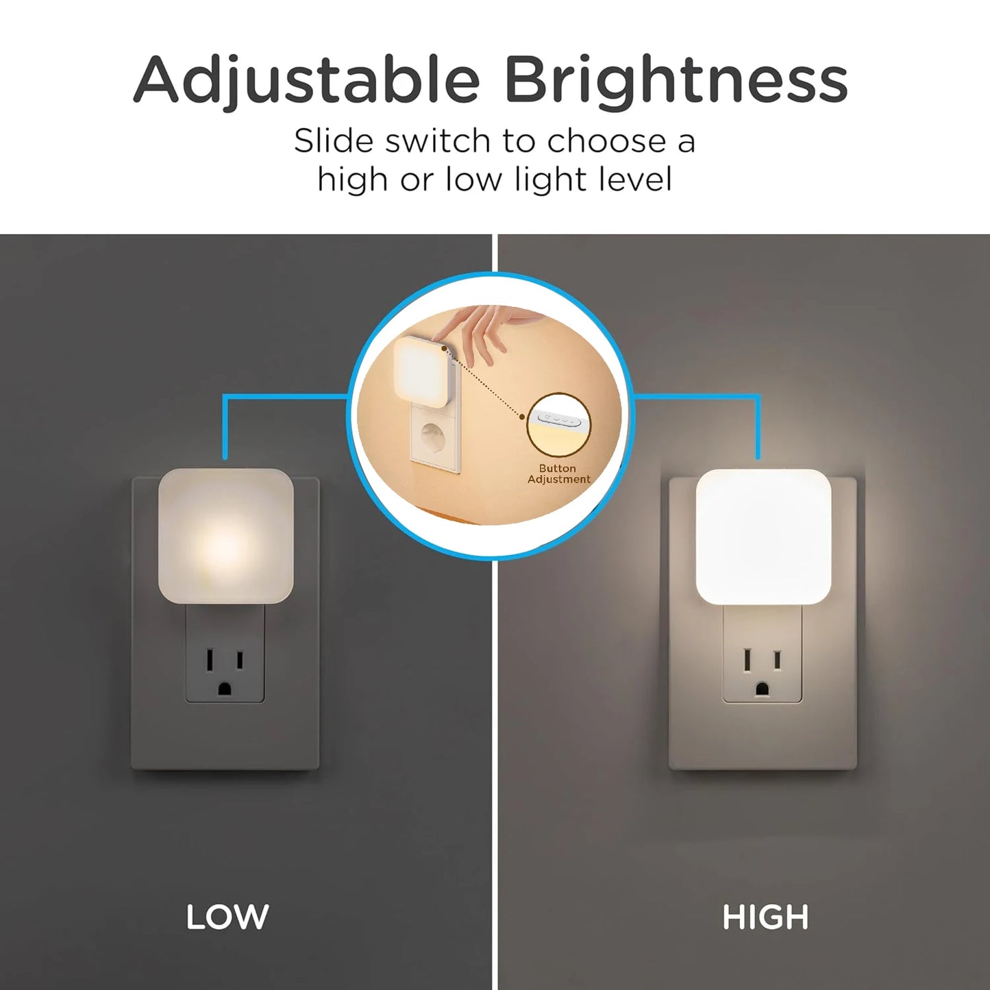 Luz nocturna regulable con sensor automático | Eficiente energéticamente y delgada