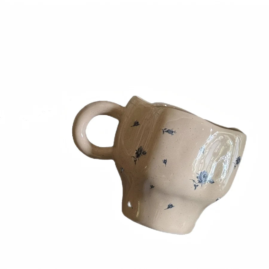 Handmade Blue Rose Ceramic Mug | Elegant Drinkware for All
