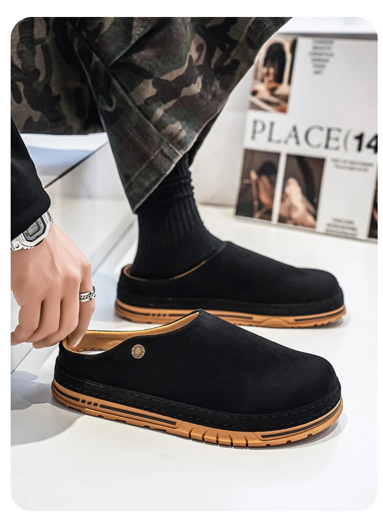 Men's Wide Toe Box Mules | Comfy Slip-On Loafers for Daily Use