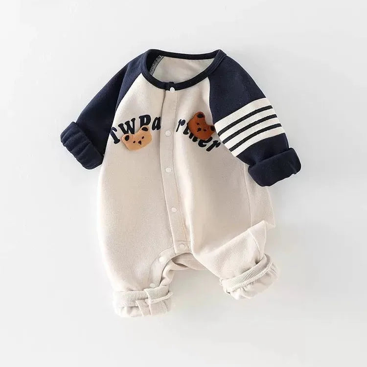 Adorable Baby Cartoon Bear Onesie | Cozy Long Sleeve Romper