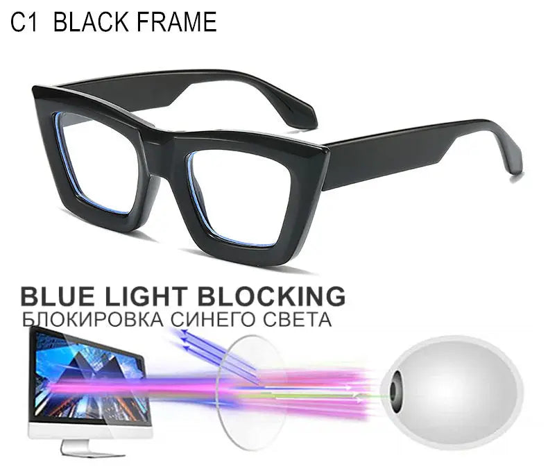 Custom Myopia Glasses | Stylish Butterfly Frame & Blue Light Blocking
