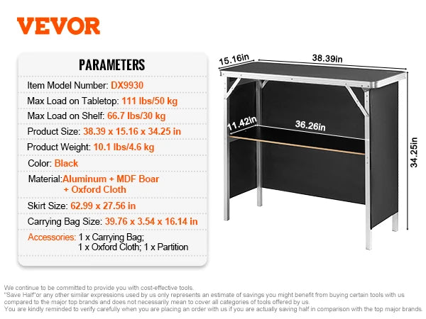 Folding Portable Bar Table | Ideal for Events and Exhibitions