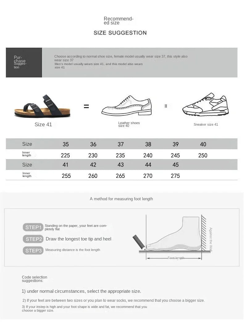 Men's Non-Slip Slippers with Cork Metal Buckle | Waterproof Outdoor Wear