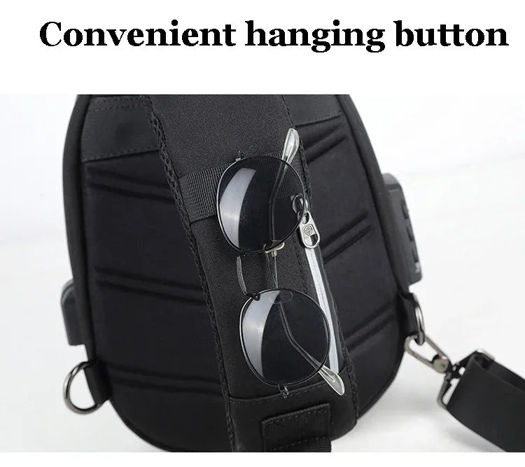 Designer Anti-theft Lock Crossbody Bag USB Charging Travel Shoulder Bag High Quality Messenger Bags Male Waterproof Chest Bag
