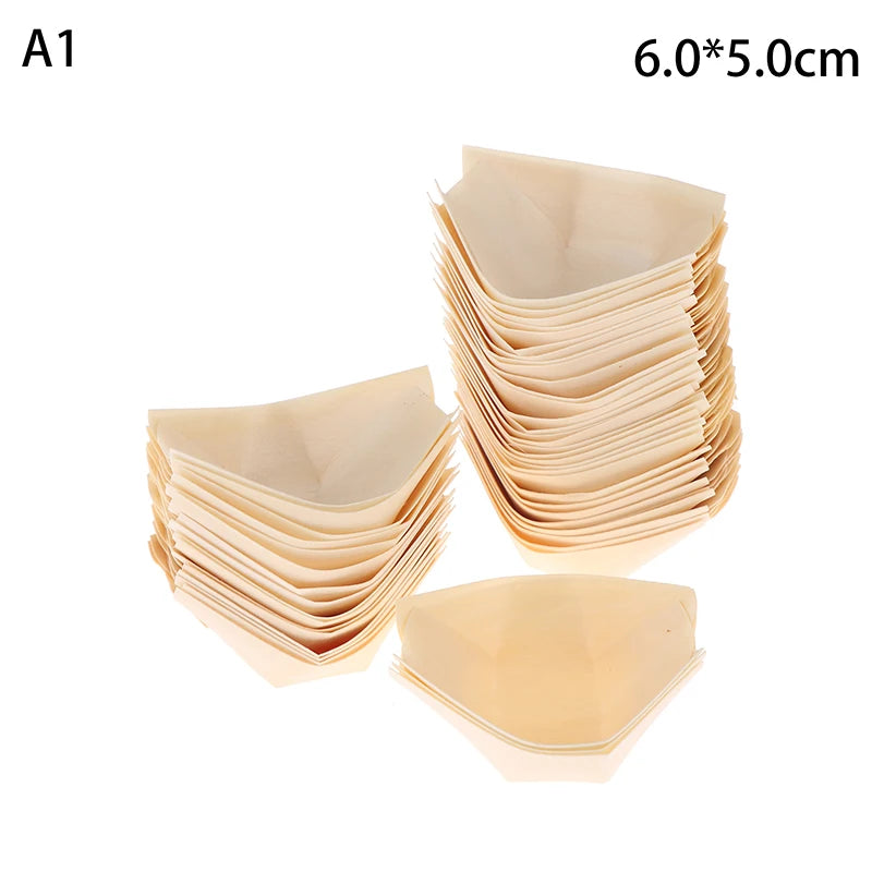 50 Platos Desechables de Madera para Sushi | Elegante Experiencia Culinaria