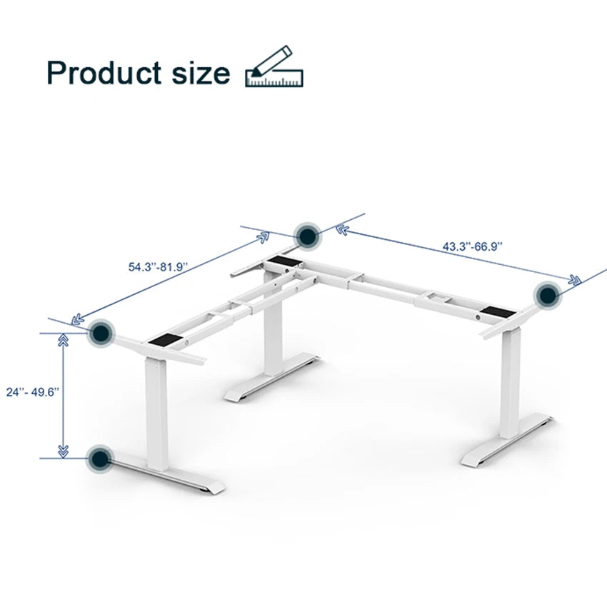 Height Adjustable Ergonomic Electric L Shaped Standing Desk