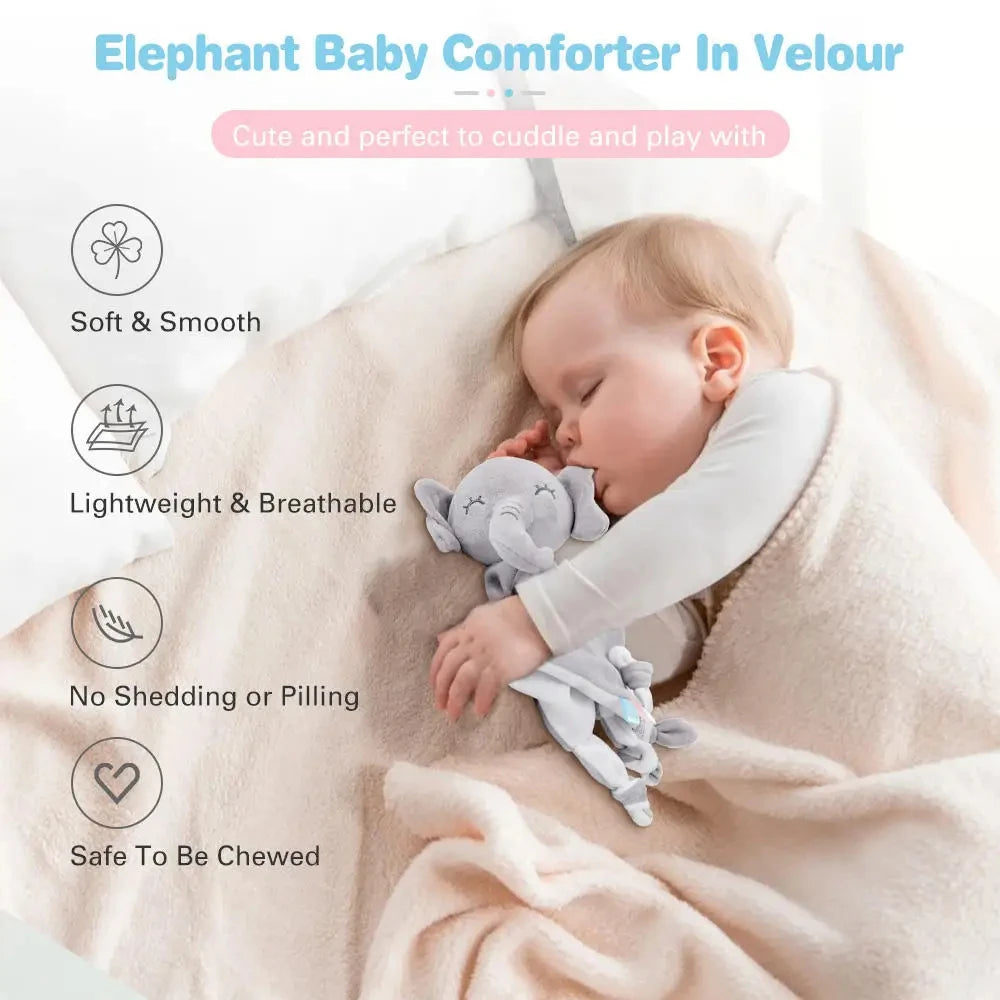 Cute Elephant Plush Teether Rattle for Newborns | Soft Blanket Toy