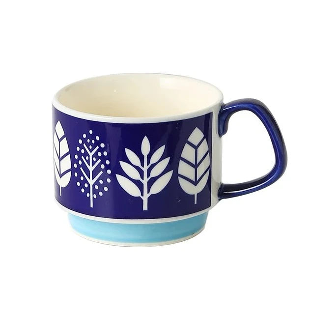 Retro Ceramic Flower Coffee Mug Set | Perfect for Tea & Oats