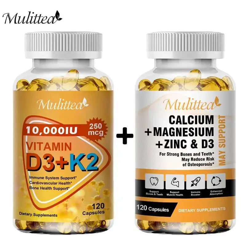 Calcium Magnesium & D3K2 Capsules for Bone and Immune Support