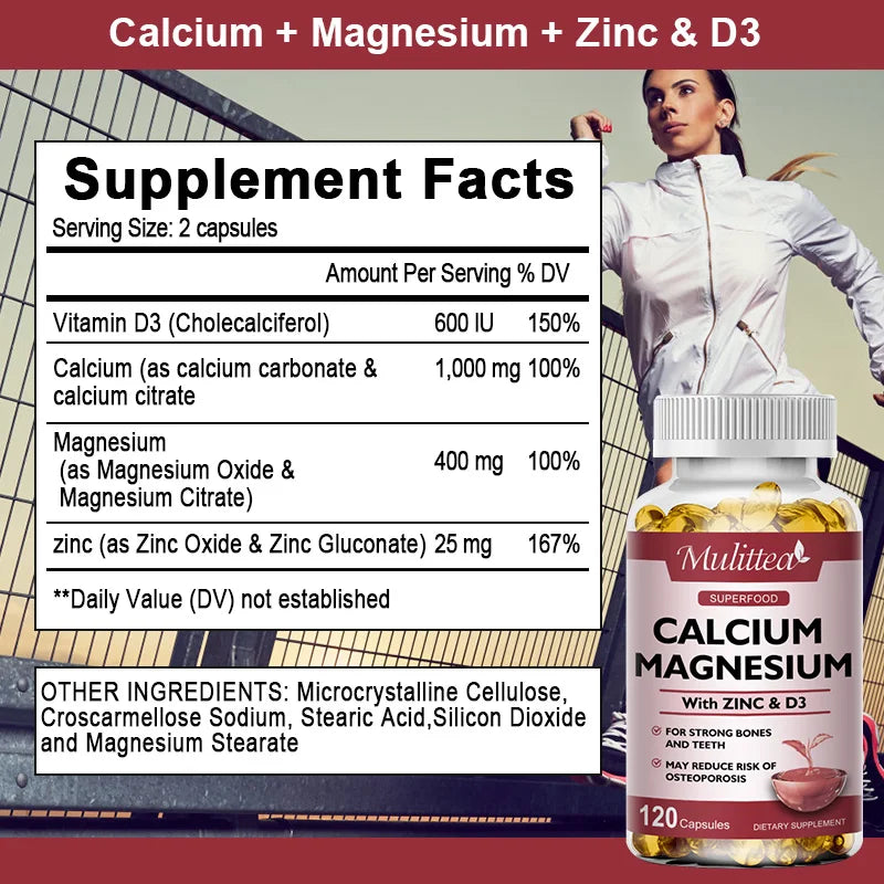 Calcium Magnesium Zinc D3 Capsules | Boost Bone & Muscle Health