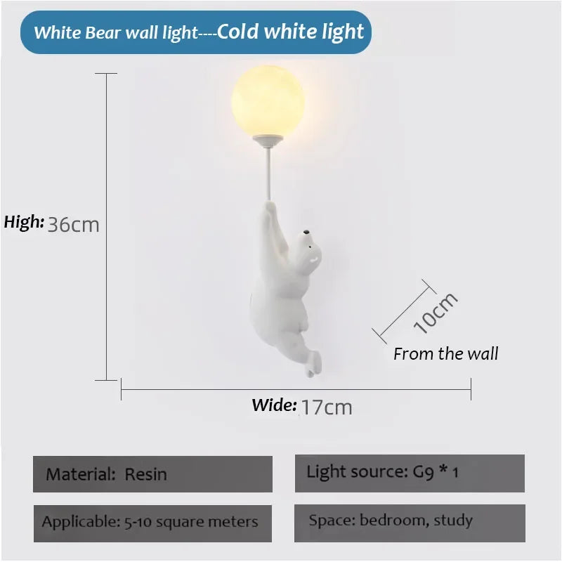 Cartoon Polar Bear LED Sconce Light | Fun Bedroom Decor