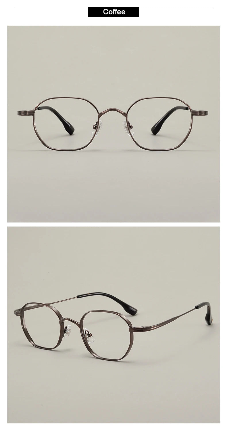 Luxury Retro Polygon Eyeglasses | Ultra-Light Pure Titanium Frames