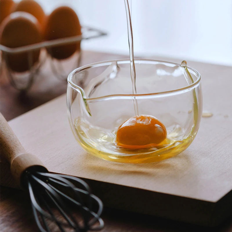 Transparent Double Layer Glass Tea Bowl | Heat-Resistant Mixing Bowl