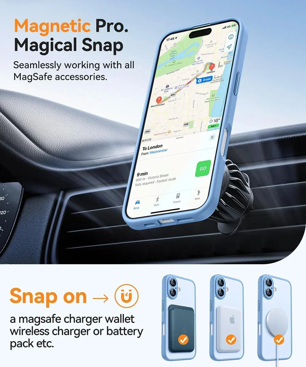Shockproof Magnetic Matte Translucent Case for iPhone Models