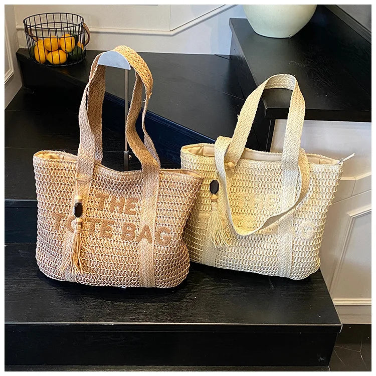 Hand-Woven Summer Handbags | Large Capacity Tote with Tassel