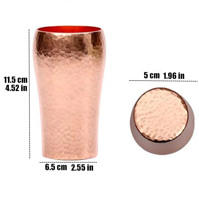 Handcrafted Pure Copper Coffee Cup Beer Milk Mug Retro Embossed Hammer Thickened Water 250ml Breakfast Drinkware Tea Tableware
