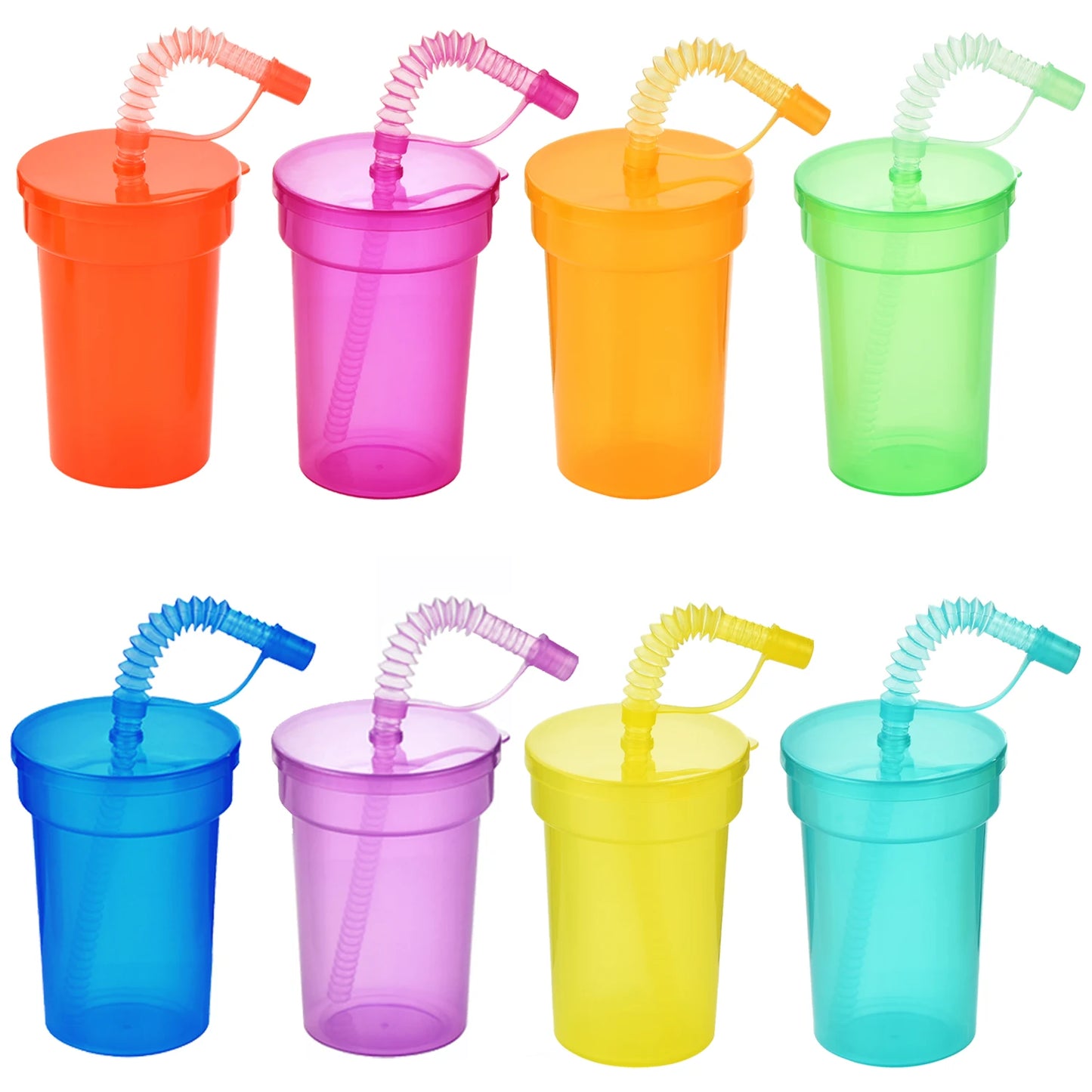 Colorful Kids Drinking Cups with Straws | Leak-Proof Tumblers