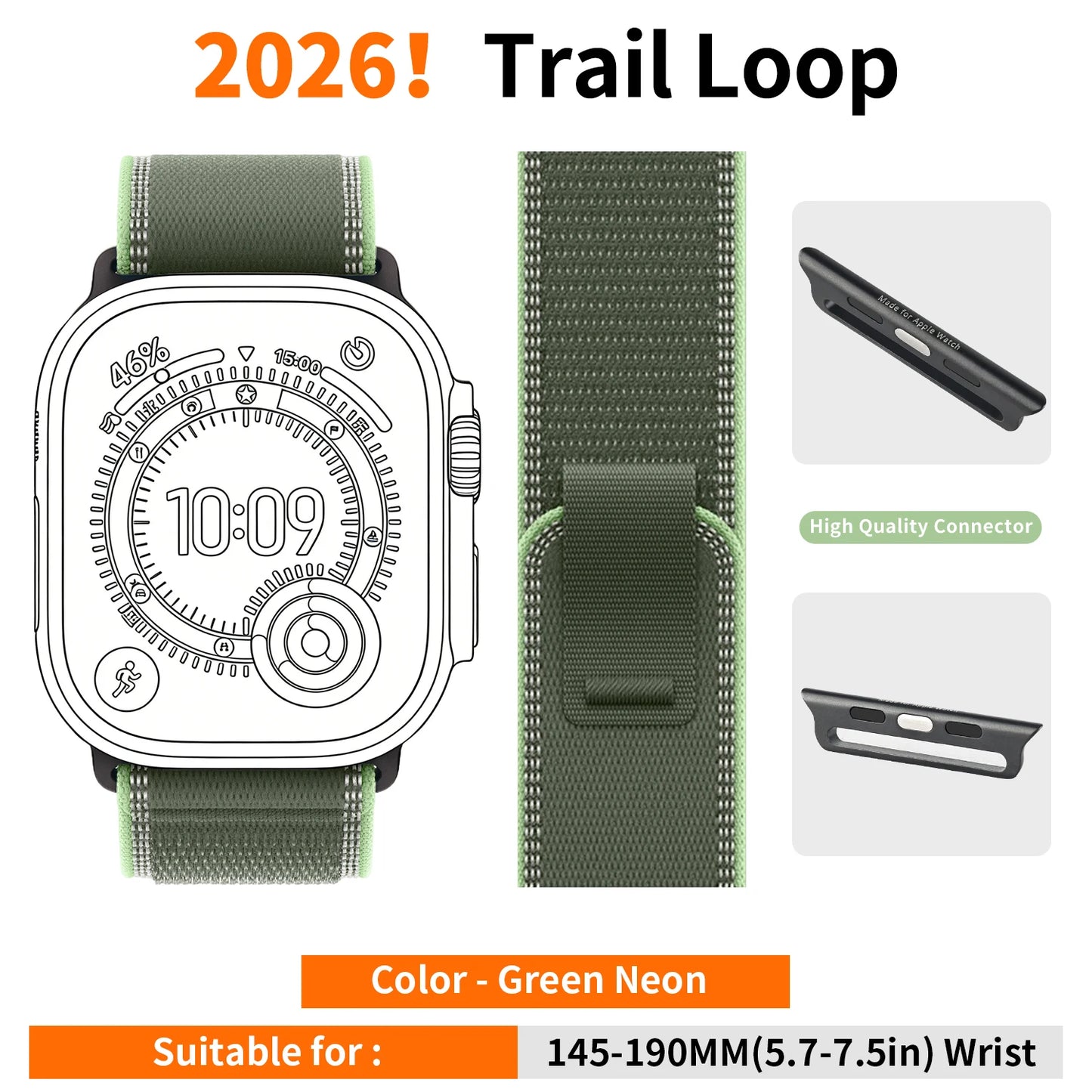 High-Quality Nylon Strap for Smartwatches | Natural Titanium Finish