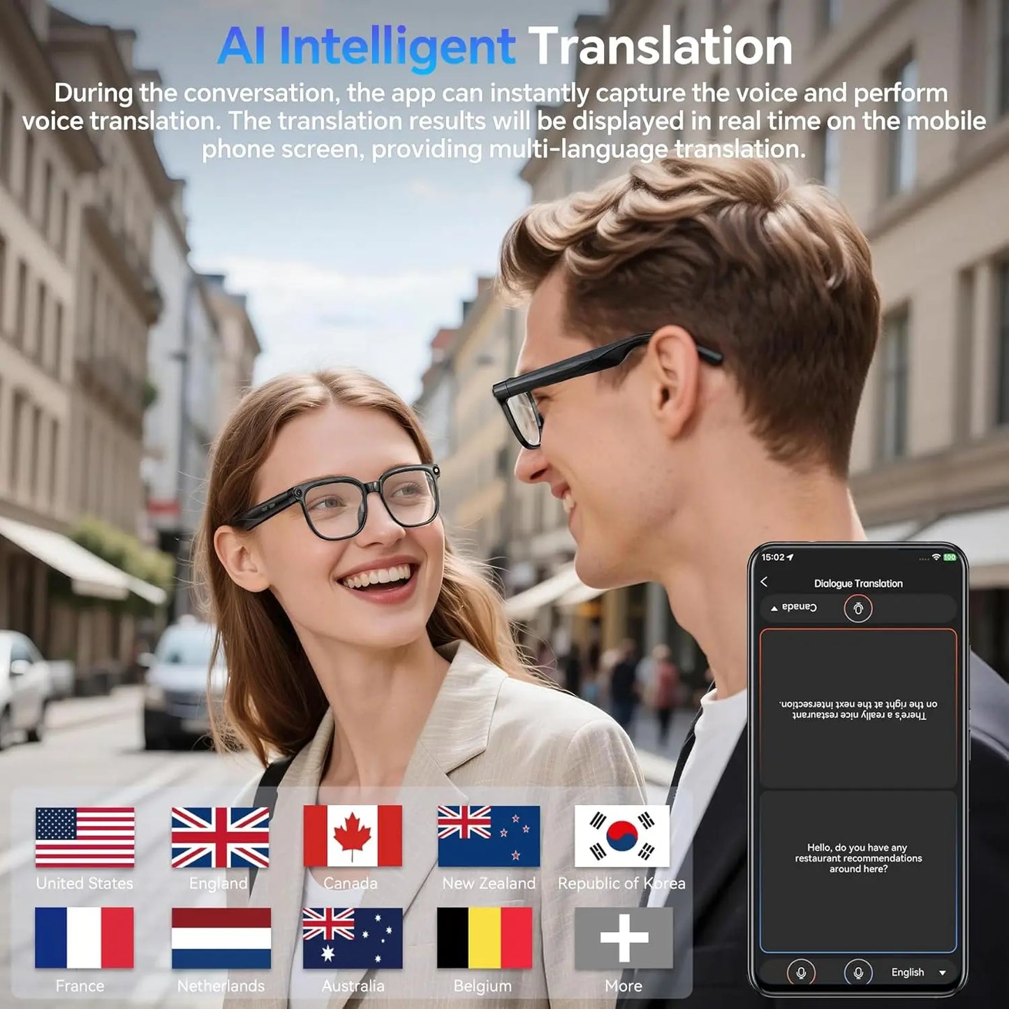Smart AI Glasses with HD Video, Bluetooth & Music Playback