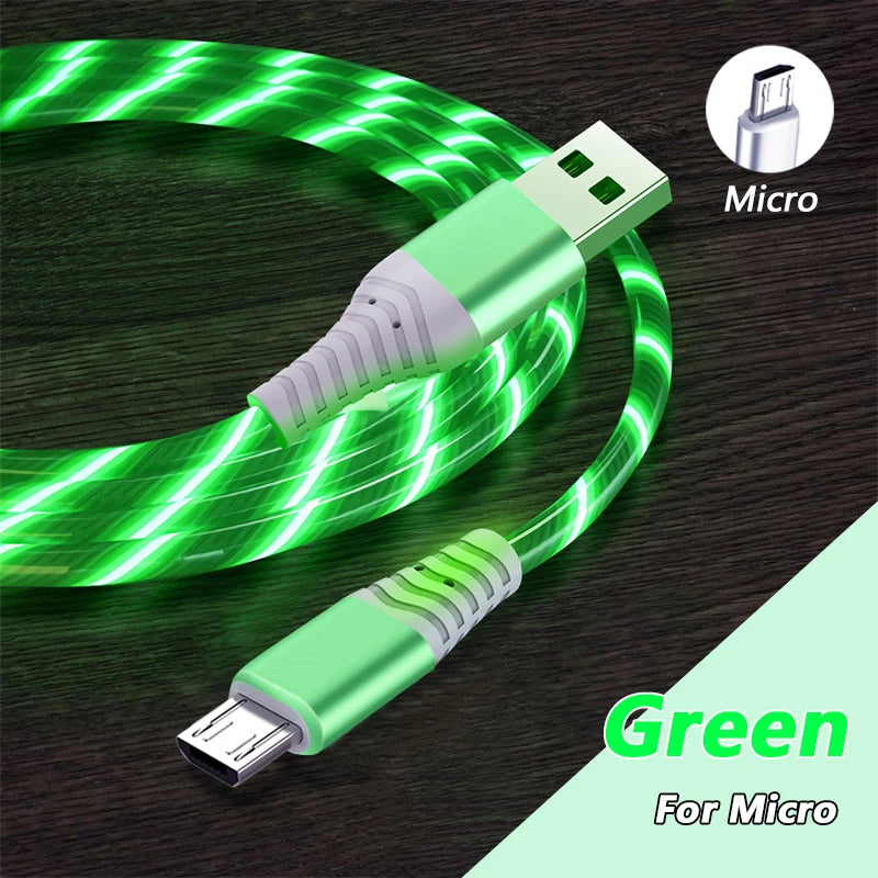 6A Fast Charging Glowing Micro USB & Type C Cable