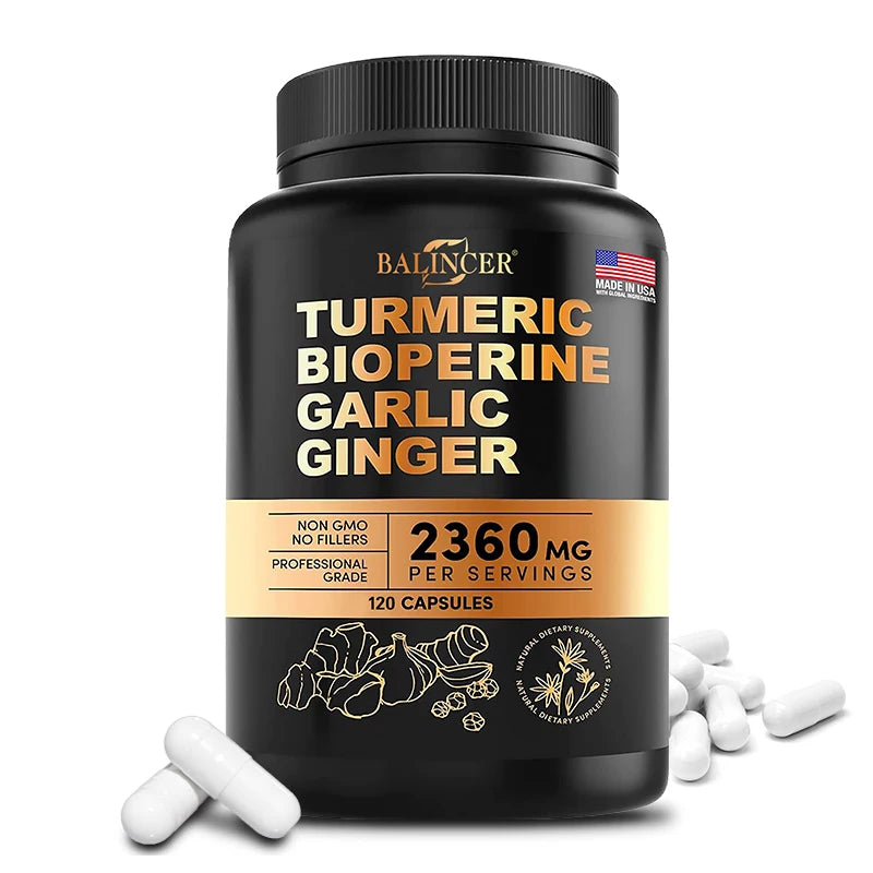4-in-1 Turmeric and Garlic Supplements | High Potency Herbal Blend