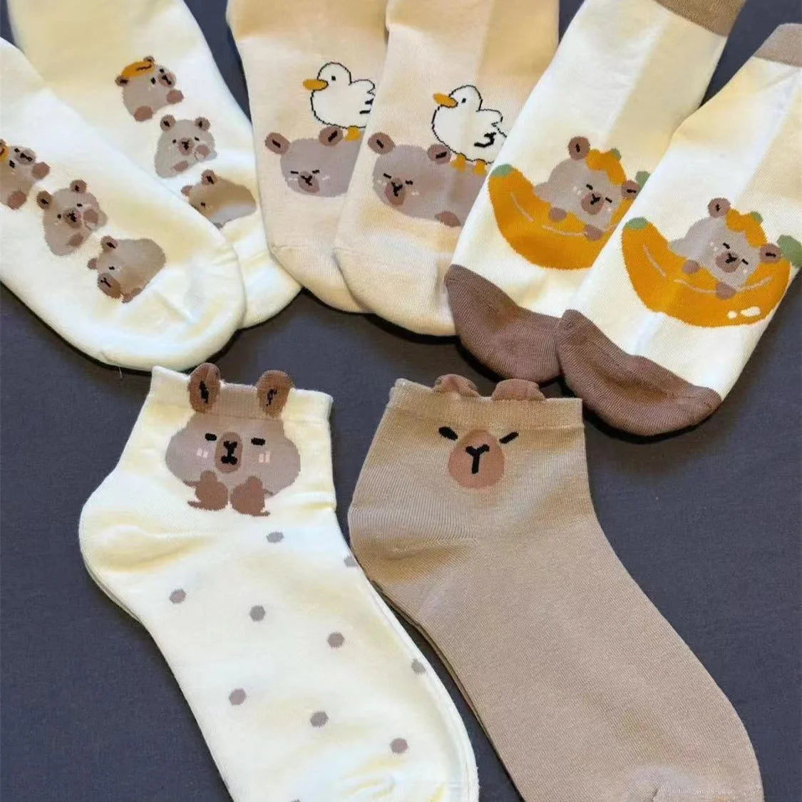 Breathable Cartoon Bear & Capybara Socks | Fun Summer Comfort