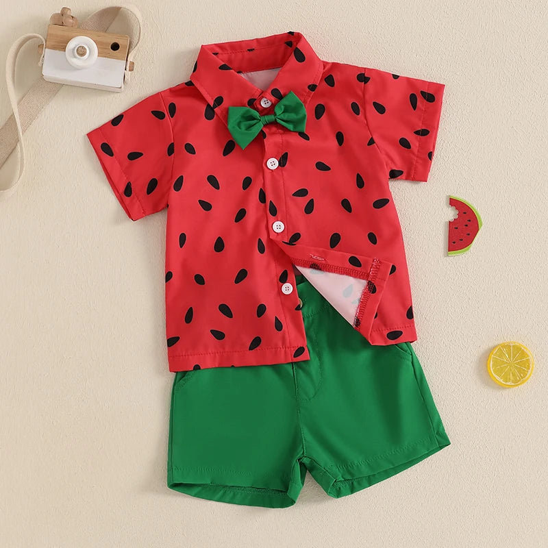 Toddler Summer Outfit Set with Watermelon Pattern | Cute Boys Clothes