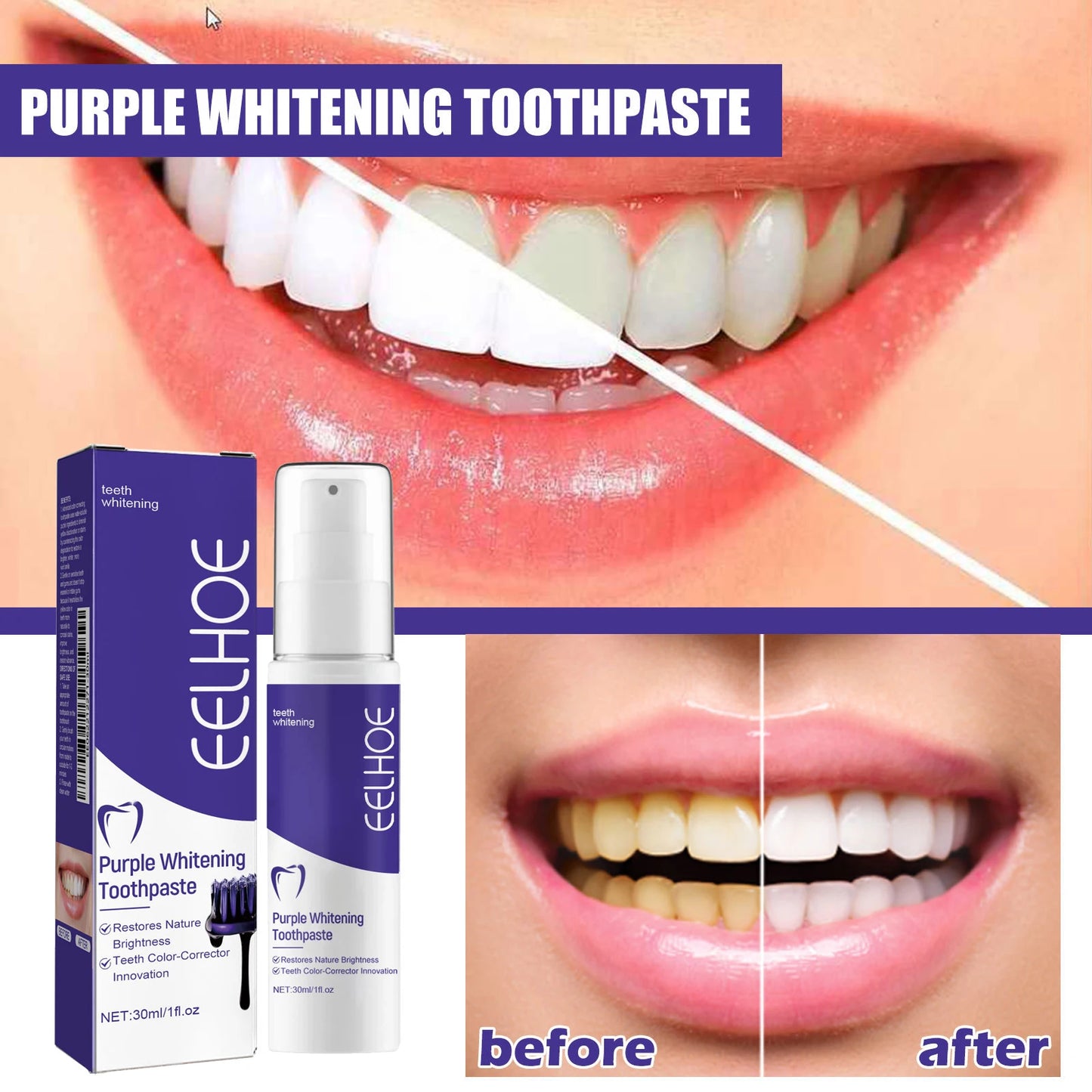V34 Dental Toothpaste Whitening Instant Teeth Whitener Tooth Stain Tartar Hygiene Fresh Breath Cleaner Oral