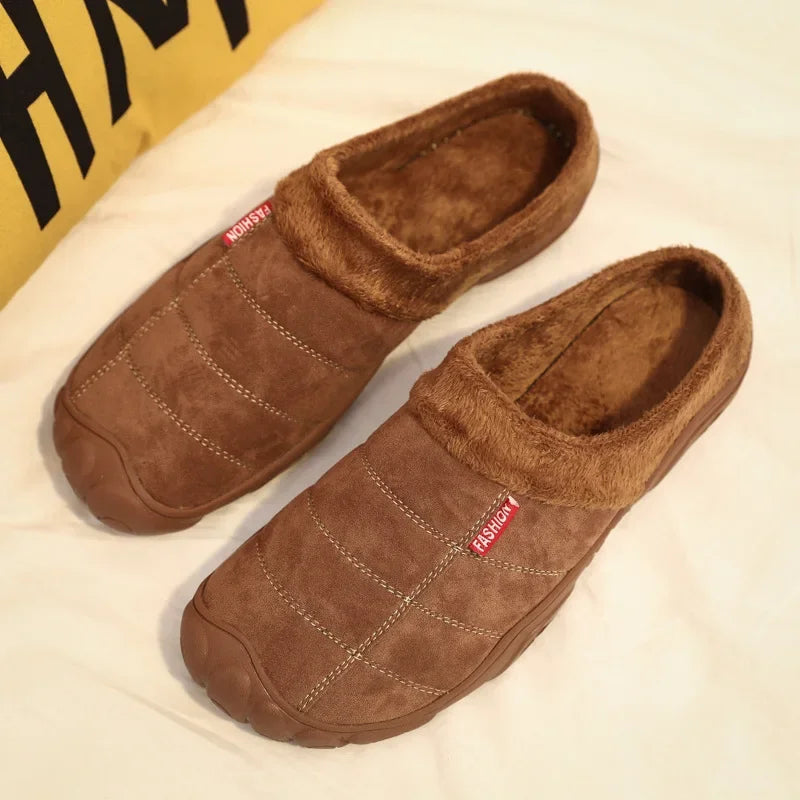 Men's Faux Suede Plush Slippers | Cozy Winter Indoor House Shoes
