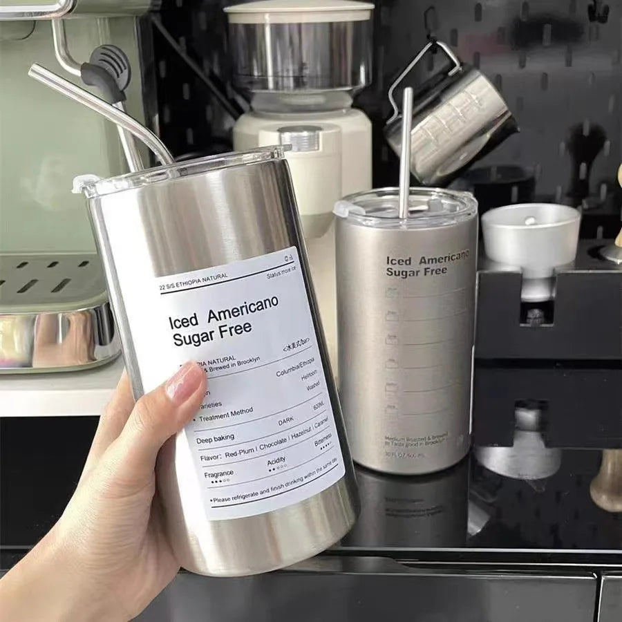 Stainless Steel Double-Layer Coffee Cup | Portable Insulated Mug
