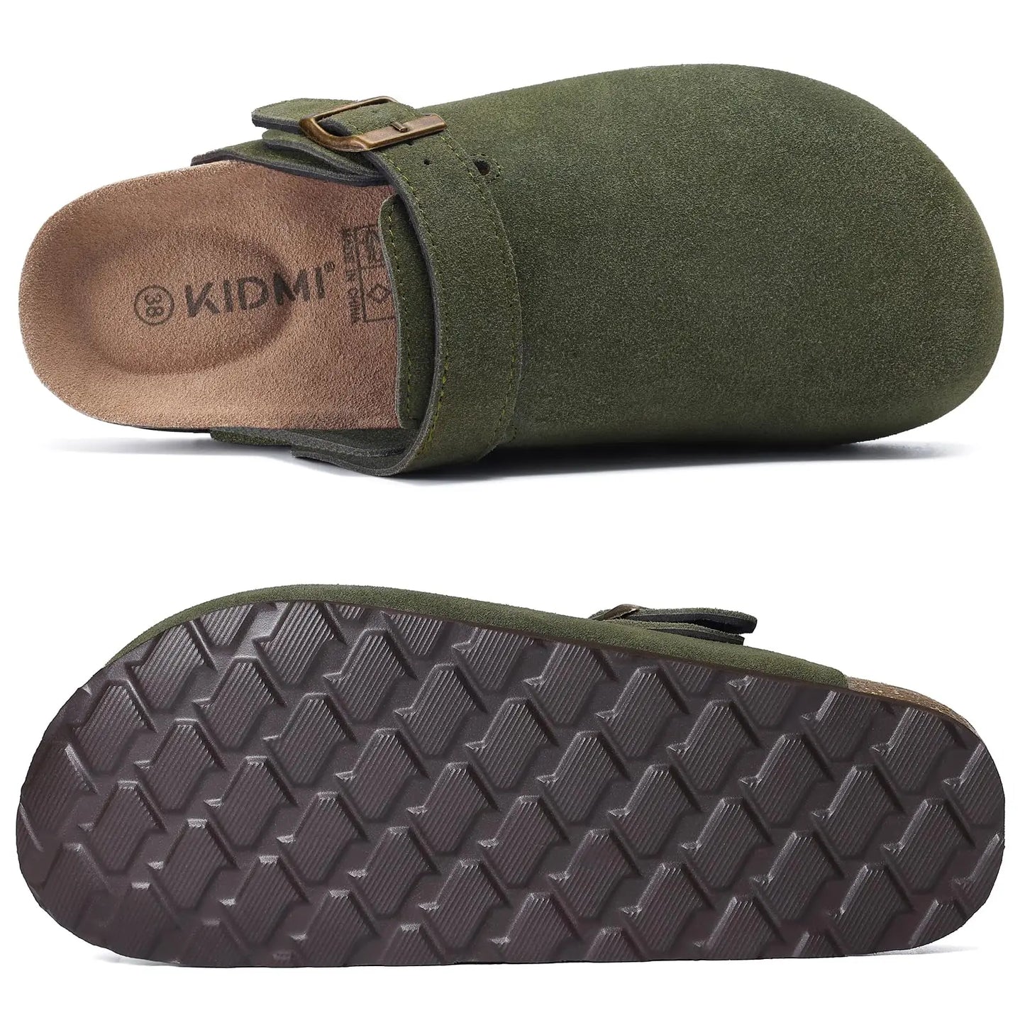 Women's Genuine Leather Clogs with Cork Footbed | Slip-On Comfort Slippers