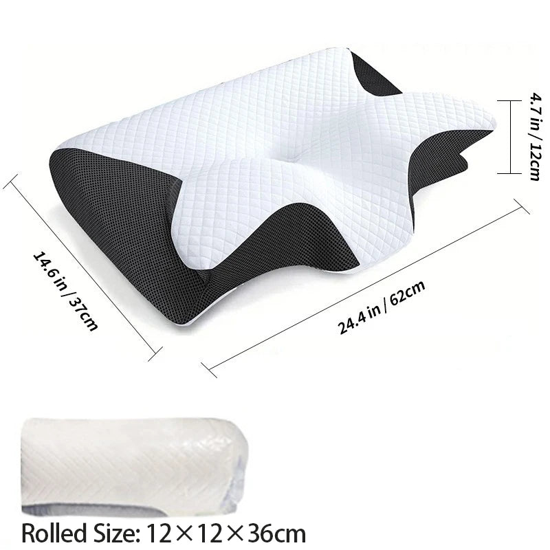 Ergonomic Memory Foam Cervical Orthopedic Pillow 2 in 1 Contour Neck Support Pillow for Neck Pain Relief 1 pc