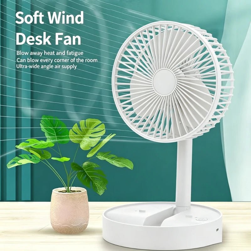 Portable Mini Desk Fan with Built-In Phone Stand | USB Rechargeable