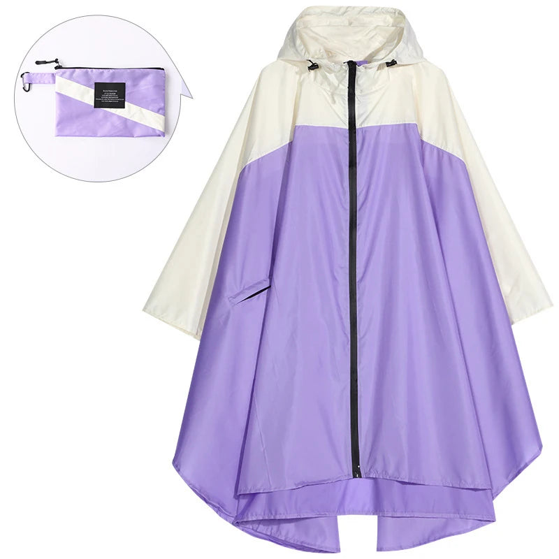 Plus-Size Lightweight Color-Blocked Raincoat | Ideal for Outdoors
