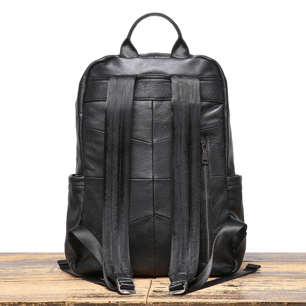 Men's Genuine Leather Double-Shoulder Backpack | Large Laptop Travel Bag