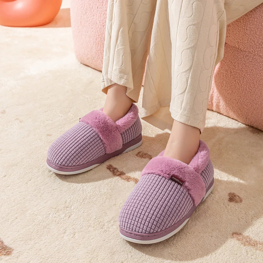 Men's Cozy Flannel Plaid Winter Slippers | Memory Foam Indoor Shoes