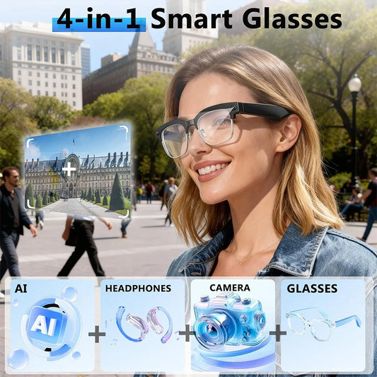 Gafas Inteligentes con Cámara 4K de Lente Dual | Llamadas Bluetooth y Traducción