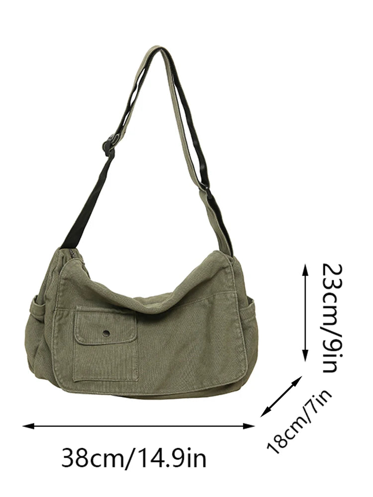 Versatile Canvas Messenger Bag | Large Capacity & Adjustable Design