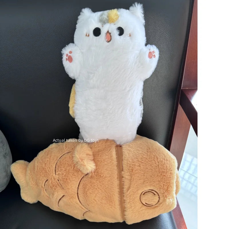 Kawaii Taiyaki Cat Plush Toy | Adorable Cushion Bag Animal Pillow
