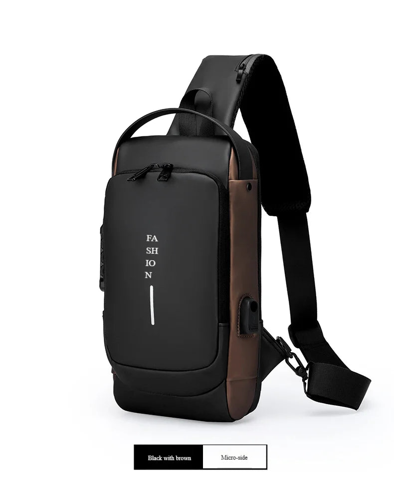 Men's Anti-Theft Chest Bag with USB Port | Waterproof Crossbody Sling