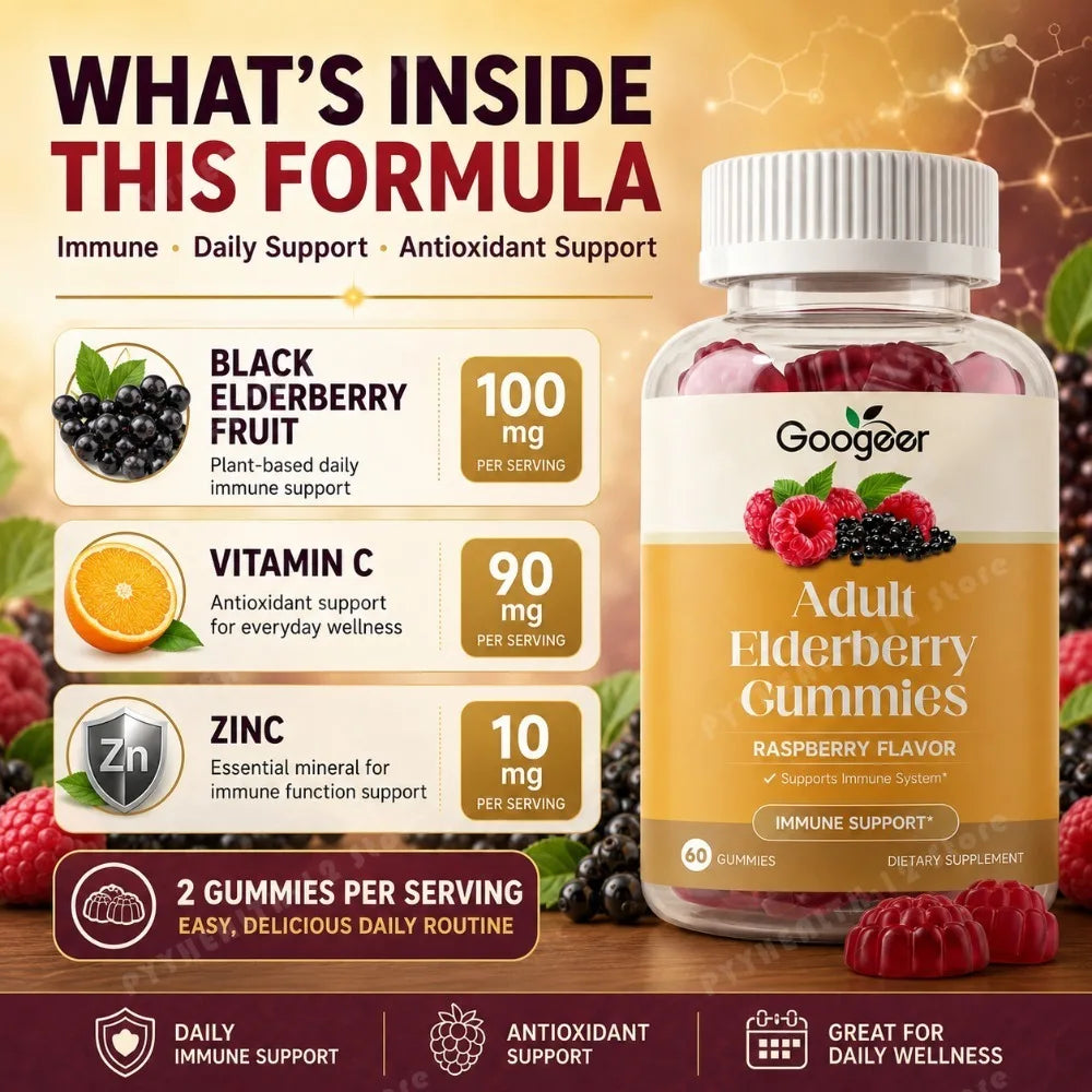 Black Elderberry Gummies with Vitamin C & Zinc | Daily Wellness Support