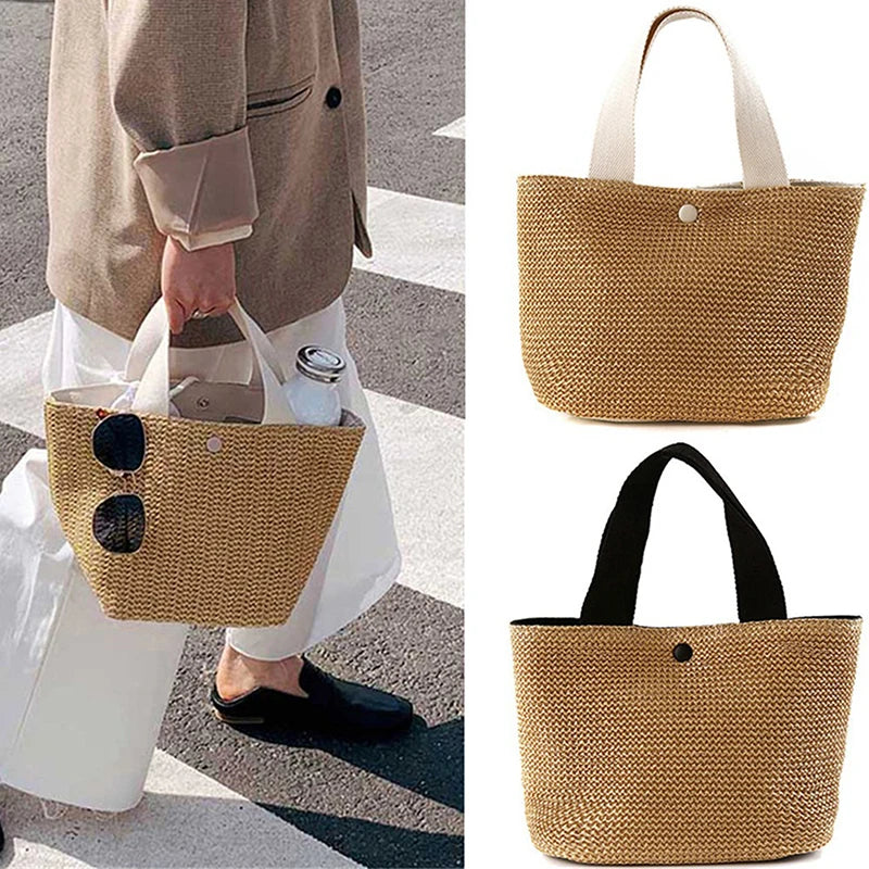 Elegant Straw Woven Handbag | Casual Beach Tote Bag for Ladies