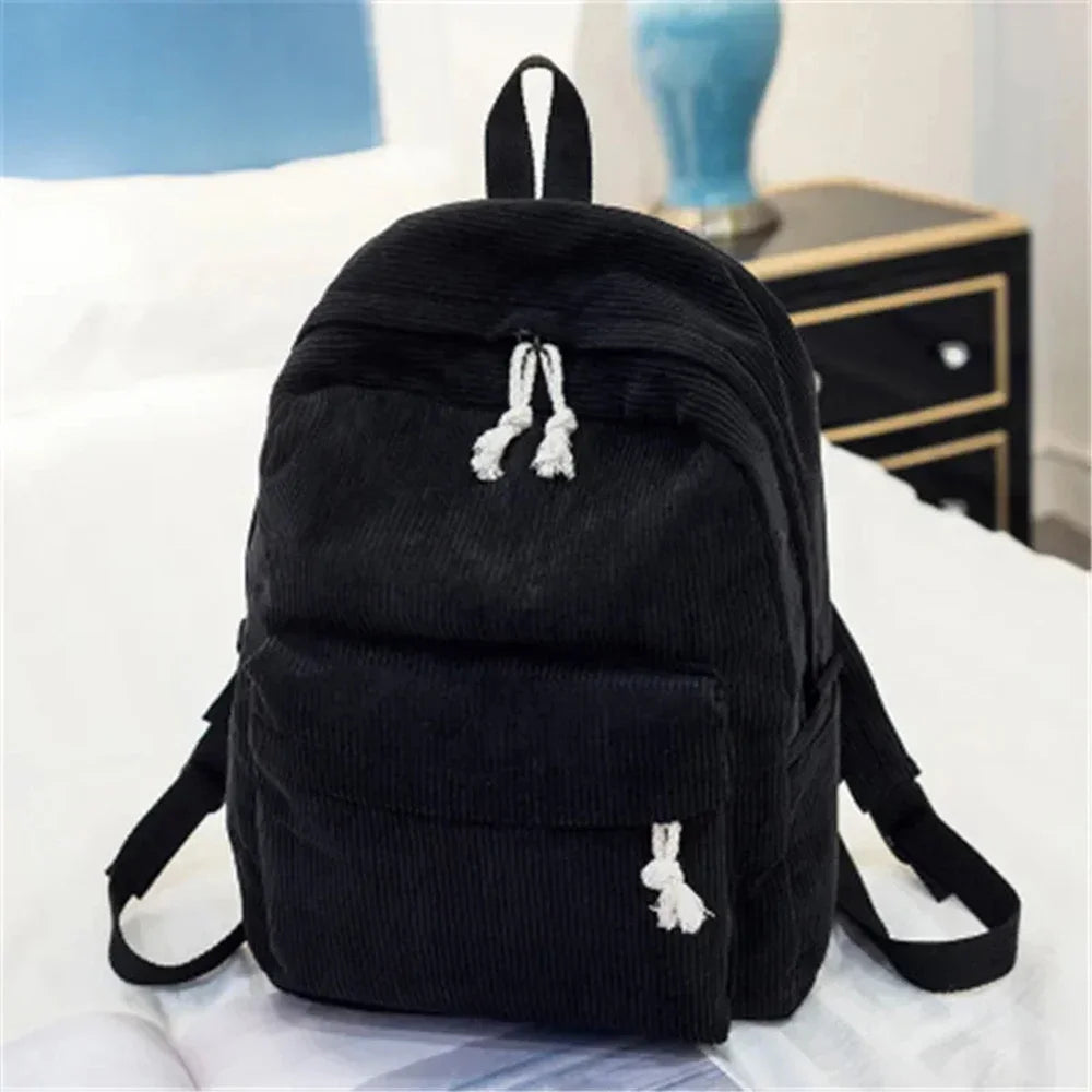 Personalized Corduroy Student Backpack | Anti-Theft School Bag for Teens