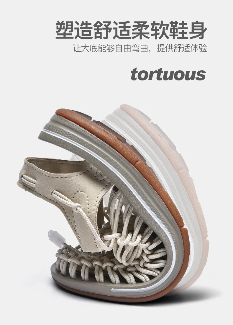 Men's Genuine Leather Sandals | Casual Beach & Outdoor Shoes