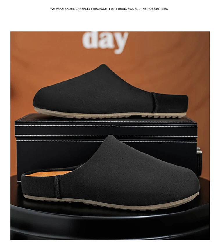 Comfortable Unisex Leather Slip-On Mules | Summer & Spring Flats