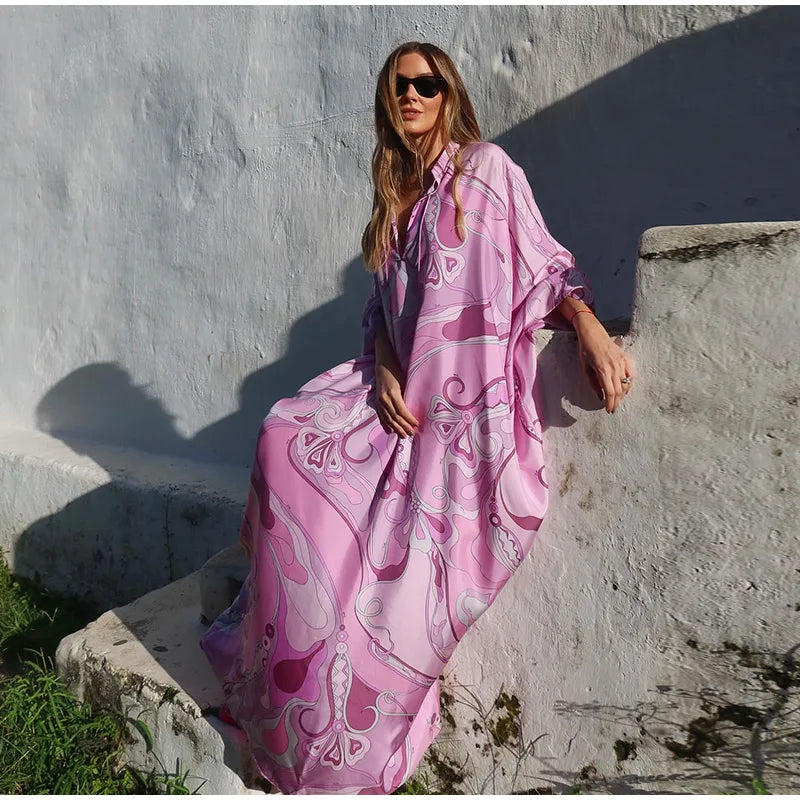 Stylish Oversized Women's Print Kaftan Maxi Dress for Summer
