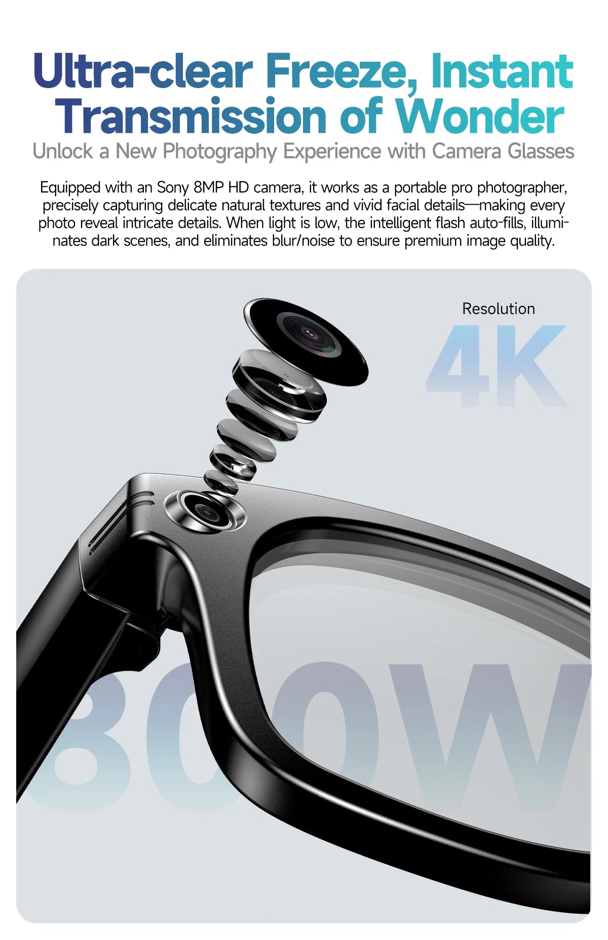 AI Smart Glasses with HD Camera & Translation Features