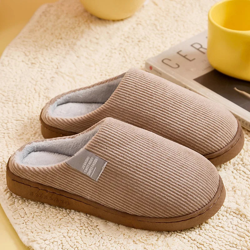 Cozy Plush Cotton Slippers for Couples | Anti-Slip Indoor Footwear
