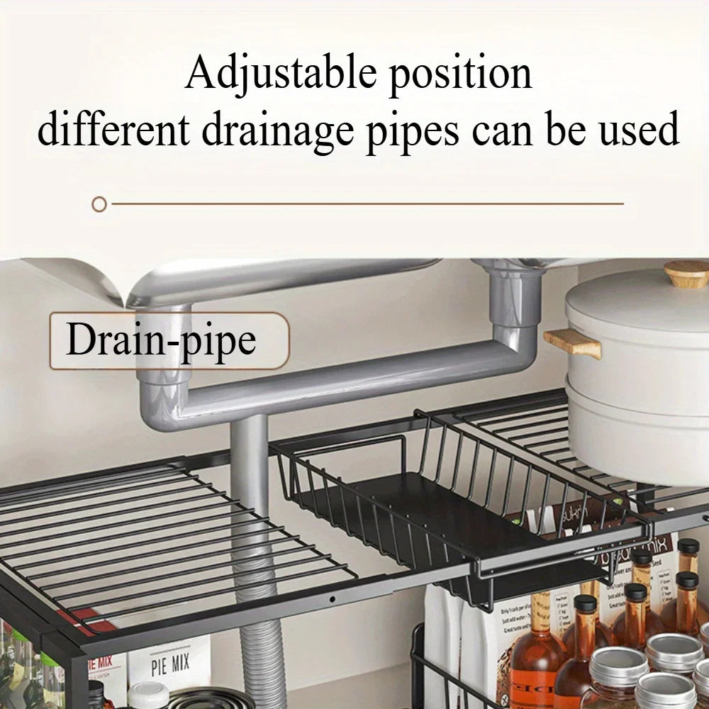 Double Layered Under Sink Storage Rack | Adjustable & Space-Saving