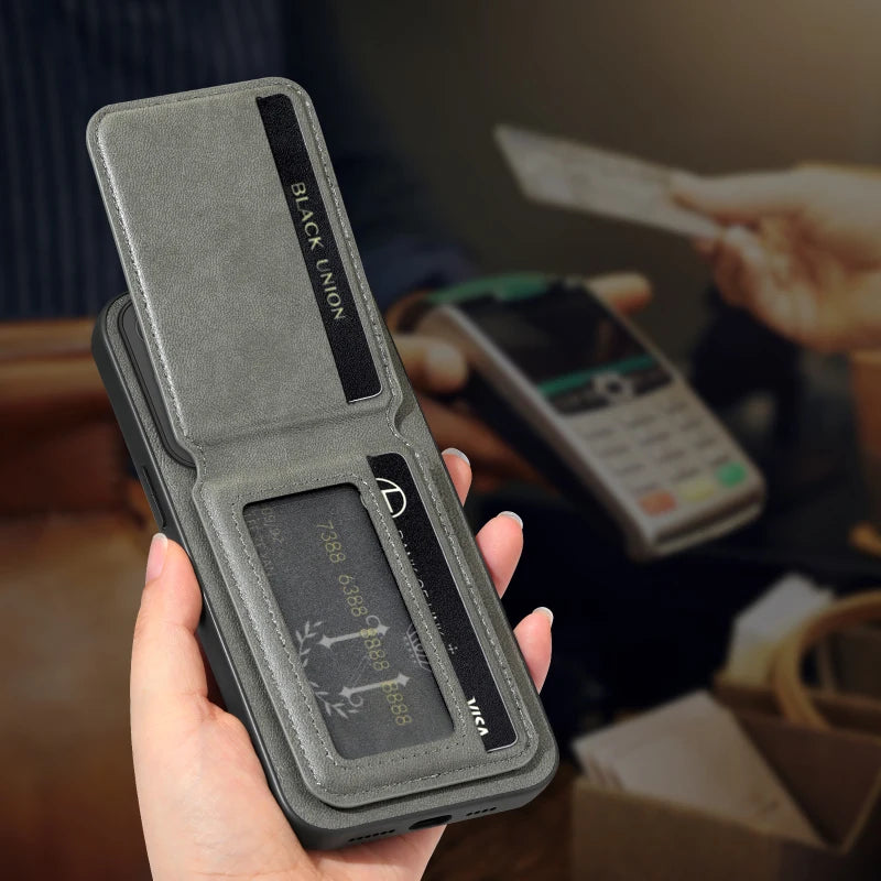 Magnetic Wallet Card Slot Holder Leather Phone Case